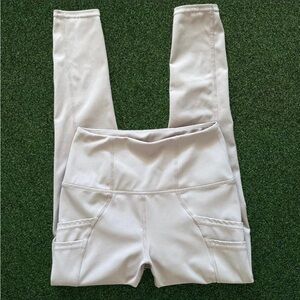 Free People Cream High-Waisted Leggings w/ Side Pockets